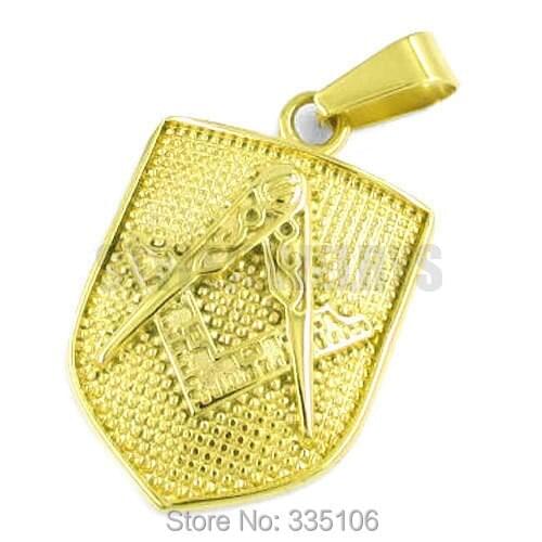 Free shipping! Gold Masonic Pendant Stainless Steel Jewelry Classic Freemasonry Mason Motor Biker Pendant SWP0321G