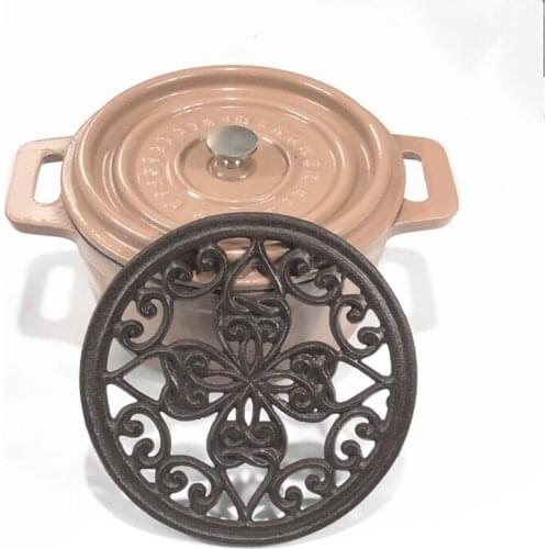 Cast Iron Teapot Trivet with Rubber Pegs for Dining and Kitchen Table 7 Inch Diameter