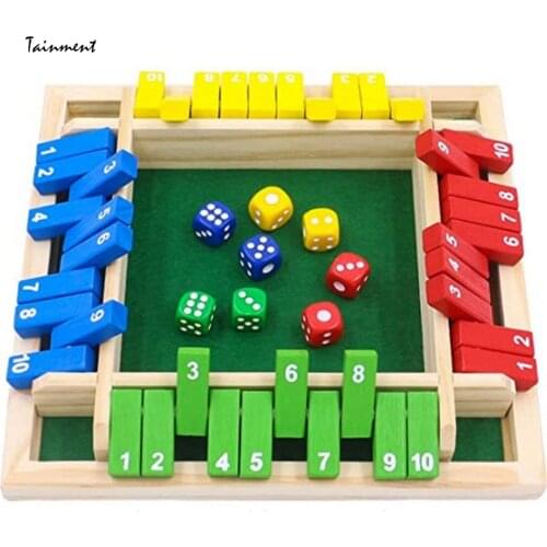 Four-person Digital Colorful Dice Shut The Box Board Game Deluxe Four Sided Table Game Set for Bar Family Party Games 4 Types