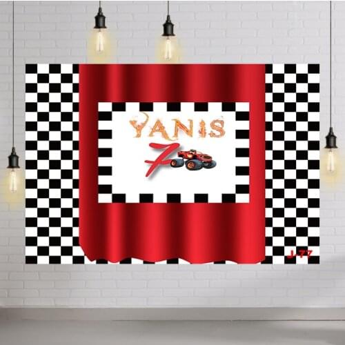 Race Theme Photo Curtain Birthday Background Car Backdrop Grid Banner Child Baby Photography Photozone Photophone