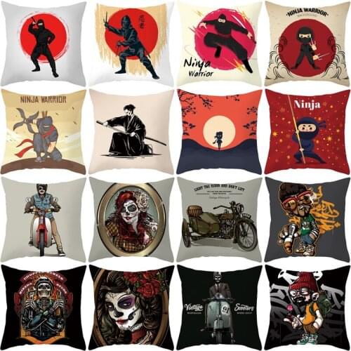 Cartoon Ninja Printed Pillow Cover Car Sofa Office Chair Sofa Cushion Bedding Decorative Pillow Cover