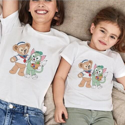 Family Matching Clothes Disney Bear Printed T Shirt Women Men Summer Children Tshirts Tees Comfortable Tops