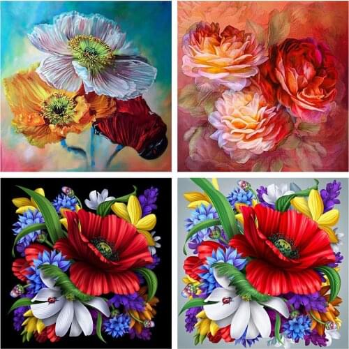 HUACAN Full Square/Round 5d Diamond Painting Flower Wall Art DIY Diamond Embroidery Art Rhinestones Pictures Home Decor