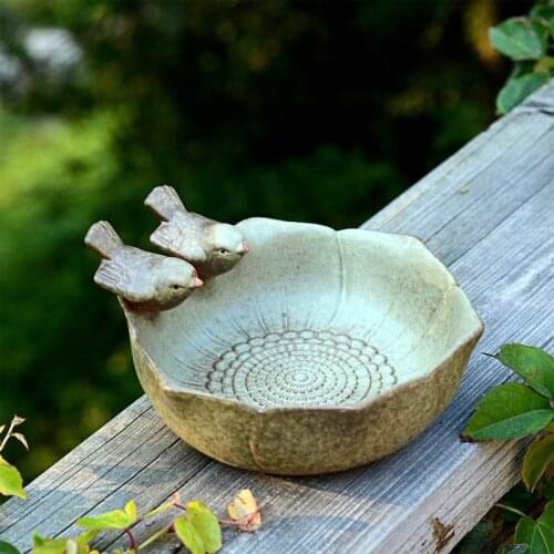 Ceramic Birth Baths Garden Decor Birth Feeder Ceramic Aquarium Retro Finish Bird Feeder