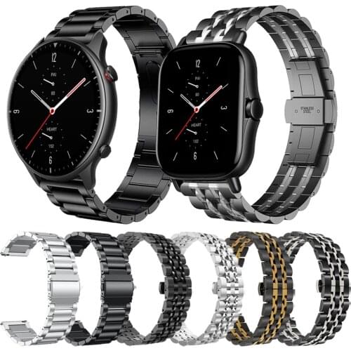 Classic Metal stainless steel Wrist Band For Huami Amazfit GTR 2 watch Strap for GTS2 Bip S & Stratos 3 Bracelet Watchbands