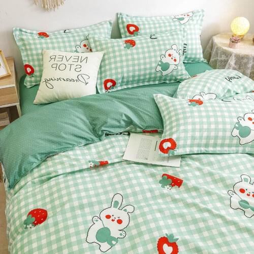 Cute Rubbit Bedding Sets Girls Boys Bed Linen Duvet Cover Flat Sheet Pillowcase Home Use Winter King Single Full Size Set 2021