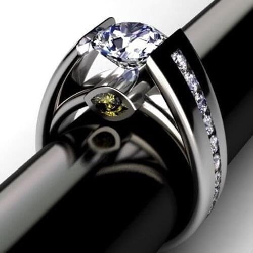 Round Inlaid Olive Green Zircon Ring For Women Fashion Jewelry Bridal Promise Wedding Ring