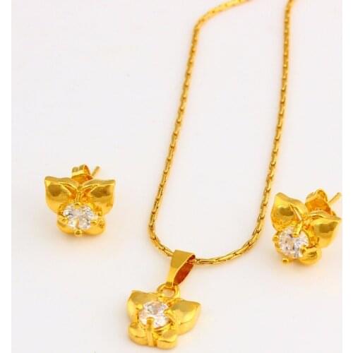 Hot Simple Butterfly Cute Jewelry Set Crystal Butterfly Women Wedding/Party Charm Jewelry set