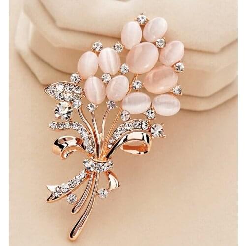 Fashion Opal Flower Brooch Clothing Accessories Birthday Gift Womens Brooch Rhinestone Brooch Wedding Party Accessories