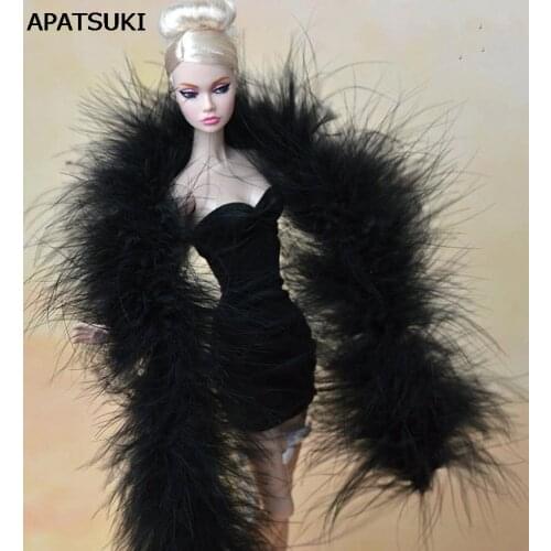 Fashion Black Long Plush Shawl Pashmina For Barbie Dolls For Monster High Dolls Girls Playhouse Gift