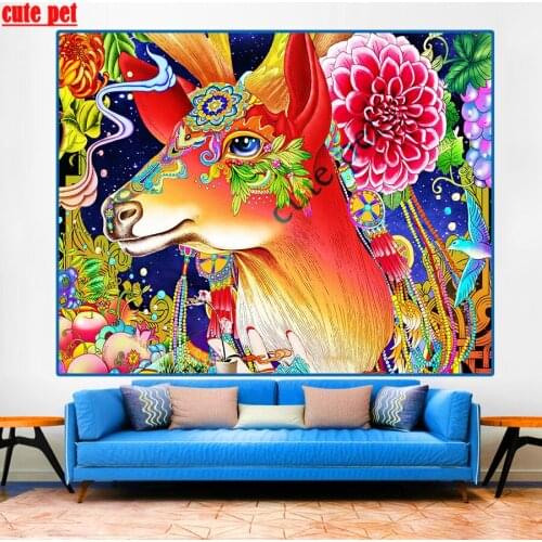 DIY Diamond Painting Animal color elk Kits Full Drill Embroidery Cross Stitch Mosaic rhinestone Diamond puzzle Christmas Decor