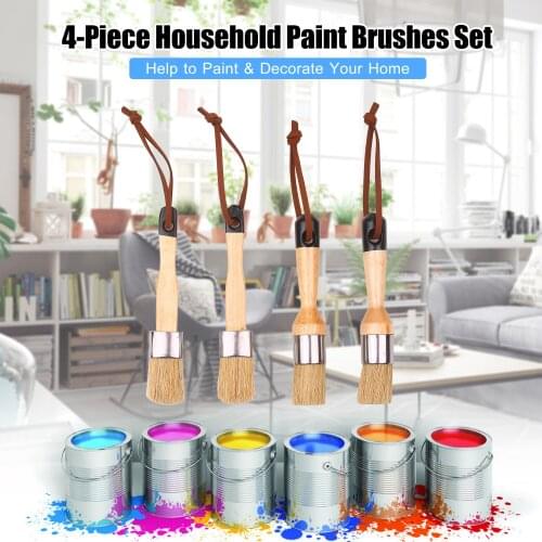 Paint Brushes Set Household Paint Brushes Includes Round/Pointed/Flat Brush with Ergonomic Handle Painting and Waxing Tool