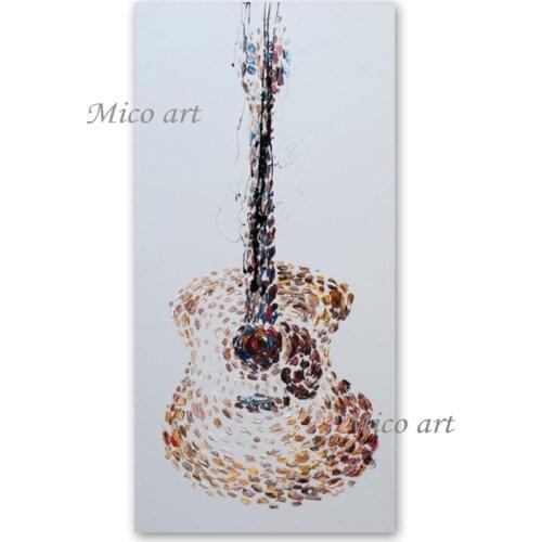 Living Room Wall Decorative Knife 3D Acrylic Guitar Oil Painting 100% Hand-painted Abstract Picture Canvas Wall Hangings Art