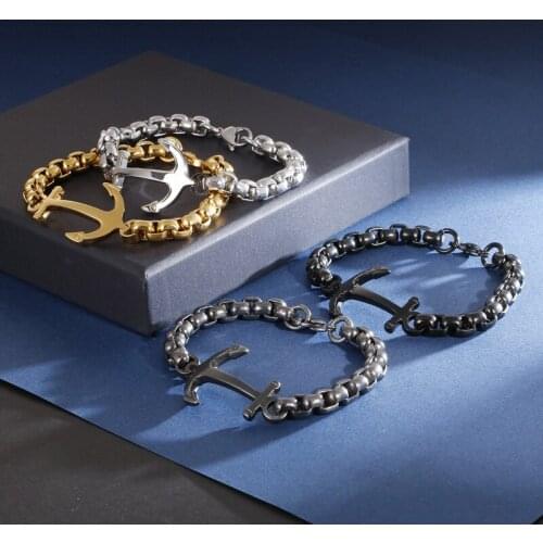 New fashion simple retro vintage anchor bracelet personality mens 316 stainless steel jewelry