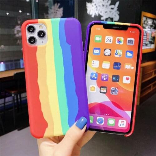 Original Liquid Silicone Art Phone Rainbow Case for iPhone 11 Pro MAX X XS MAX XR 7 8 Plus SE 2020 Official Gel Rubber Cover