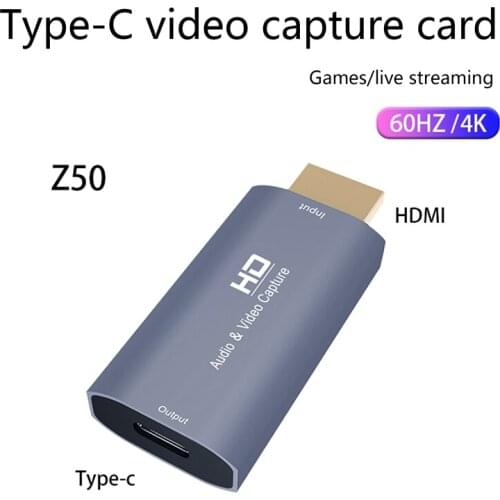 Video Capture Card Type C HDMI-Compatible 4K/60HZ Audio Video Grabber Record Box for PS5 Camera Laptop