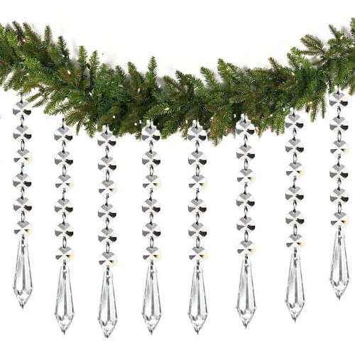 Camal 30pcs/lot Clear Acrylic Crystal Octagonal Bead Birthday Party Favors Hanging Garland Decoration Home Curtain Xmas Tree DIY