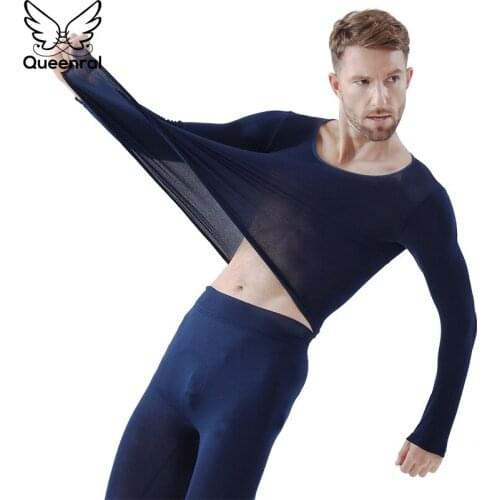 Queenral Long Johns Thermal Underwear Set Tops + Trousers 37 Degrees Constant Temperature Winter Clothes Inner Wear