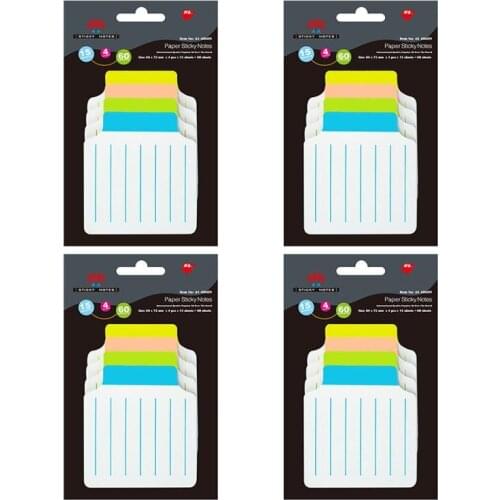 4A Divider Sticky Notes,Note Tabs,2 2/3 x 2 7/8 Inches,White Paper,Lined,Self-Stick Notes,60 Sheets/Pakcs,4 Packs,4A 40609x4