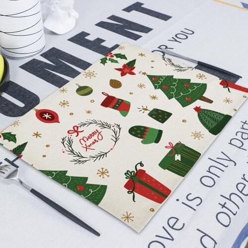 Christmas Decor Coaster Decorations for Home Table Santa Claus Table Mat Navidad Placemats Dining CoastersNew Year Mesa Mail