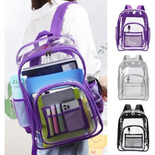 Women Boy Backpack Travel Female Student College School Bag Men Girl Laptop Backpack Male Fashion Book Bags transparent jelly ba