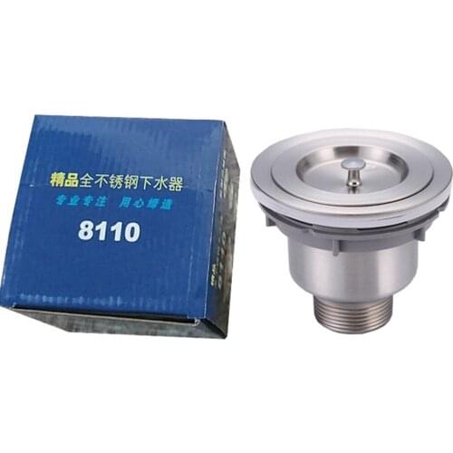 Kitchen Sink Drain Strainer 11cm OD Sink Drain Assembly Stopper with Deep Basket Cover Lid Rustfree Stainless Steel, Brushed