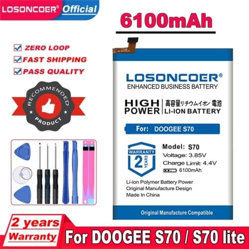 LOSONCOER 6000mAh S70 Replacement Battery For DOOGEE S70 / S70 Lite Smart Phone Batteries