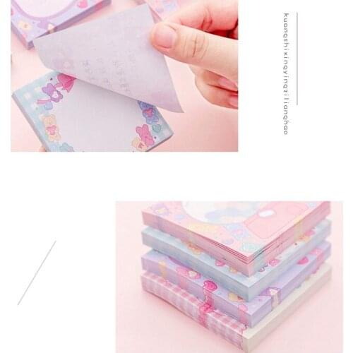 80pcs/pack Pink Girl Sticky Notes Memo Four Selections Notebook Stationery Office School Supplies