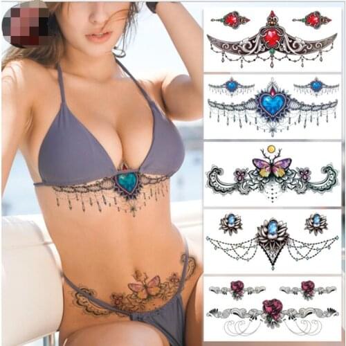 Sexy tattoo woman fashion chest stickers waist stickers clavicle tattoo stickers sexy scar waterproof sexy tattoo stickers
