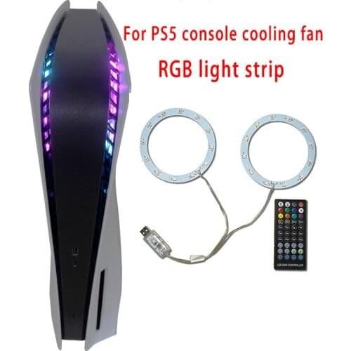 For PS5 Console Cooling Fan LED Decorative Strip Multiple Lighting USB Remote Control RGB Light Bar Mobile Phone Control Pickup