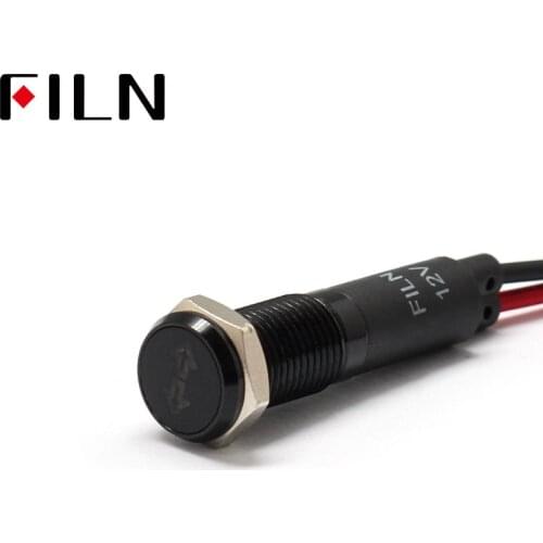 FILN 8mm Car dashboard Left and right turn signa symbol led red yellow white blue green 12v led indicator light with 20cm cable