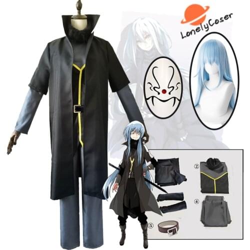 That Time I Got Reincarnated as a Slime Rimuru Tempest Cosplay Costume Face Cover Light Blue Wig Accessories Party Role Play