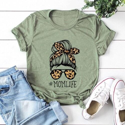 Summer Women T Shirt Plus Size 100% Cotton Funny Leopard Mum Print Short Sleeve Oversized Goth Tshirts Casual Graphic Tee Tops