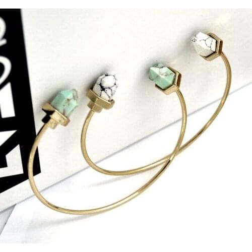 New Natural Stone White Green Tophus pulseiras Bangles Bracelets femme For Women Summer Fashion Jewelry Wholesale