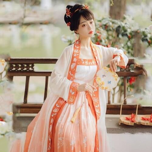 New Ancient Chinese Costume Fairy Cosplay Hanfu Dress For Women Vintage Song Suit Girl Noble Princess Folk Dance Costume SL3391