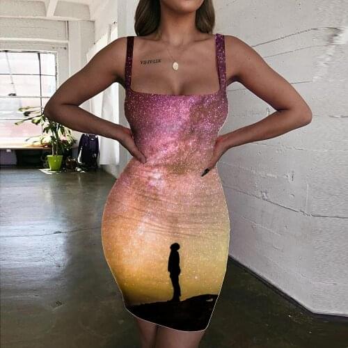 Giyu Brand Galaxy Dress Women Space Sundress Art 3d Print Womens Clothing Club New Korean Style Femme