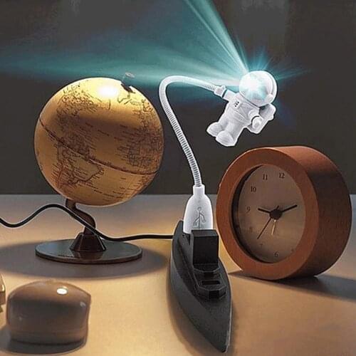1 Pcs Night Light Creative Rechargeable Plastic Spaceman USB LED Light Night Lamp Decor Bedroom Tool 12V