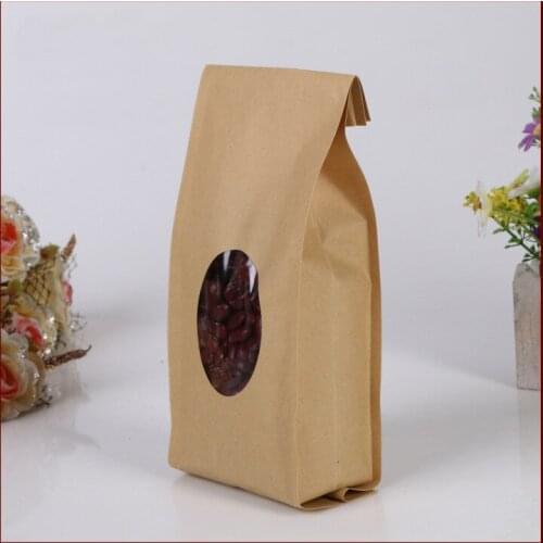 10*22+6 300pcs kraft paper Organ bags with window for gifts sweets and candy food tea jewelry retail package paper bag