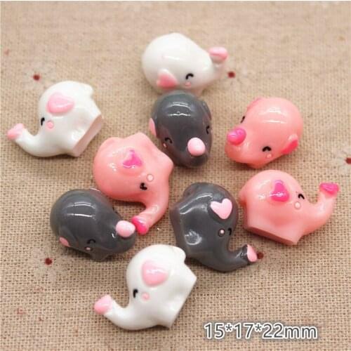 10pcs Cute 3D Resin Animal Elephant Simulation Miniature Art Flatback Cabochon DIY Craft Decoration,15*17*22mm