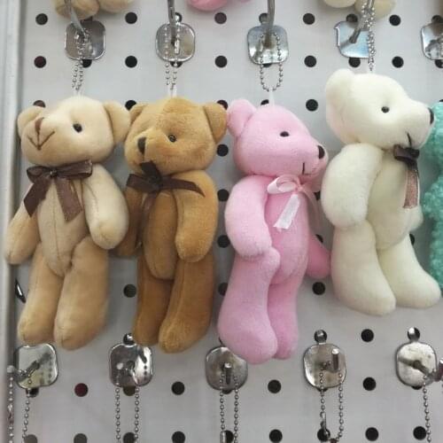 13CM Bow Tie Joint Bear Teddy Bear Doll Mobile Phone Pendant Cartoon Bouquet Material Wedding Dress Up Plush Toy Keychain