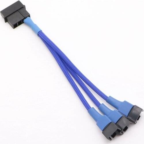 2pcs/Lot 12V IDE Molex 4Pin to 3x 3Pin / 4Pin Fan Power Adapter Cable - 3 Way
