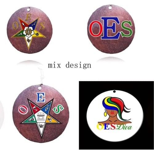 20pcs Shrine & Mason Products order of the eastern star Natural wooden custom OES letter charm fit Bracelet keychain Earring