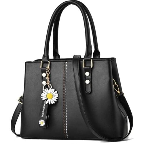 2021 Trendy fashion fresh daisy pendant decoration PU Leather Totes Bag Top-handle Bag Shoulder Bag Lady Simple Style Hand Bags