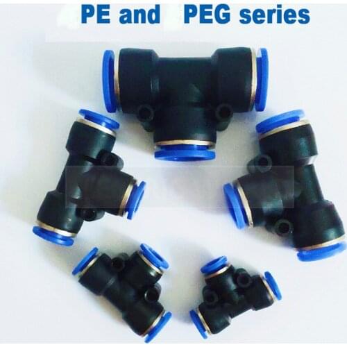 3 Way T shaped Tee Pneumatic 10mm 8mm 12mm 6mm 4mm 16mm OD Hose Tube Push In Air Gas Fitting Quick Fittings Connector Adapters