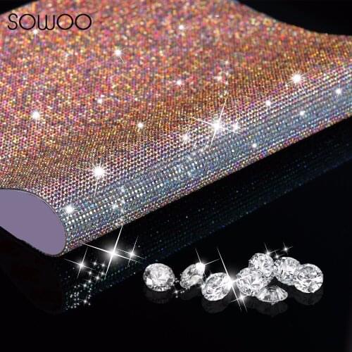 40*60CM SS6 Glass Rhinestone Trim Crystal Beaded Applique Hotfix Iron On Strass Mesh Banding In Roll DIY Car Decoration Sticker