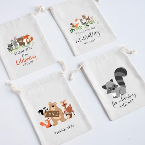 5pcs Thank You candy gift bags Greenery Woodland Forest Jungle Animal theme Baby Shower wild Birthday Party decoration favor
