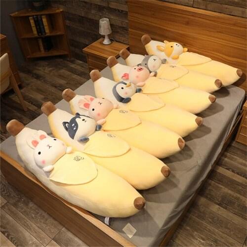 60/100cm Animals Banana Plush Toy Soft Fruit Plushie Cat Rabbit Shiba Inu Pillow Super Soft Kids Toy Baby Doll Birthday Gift
