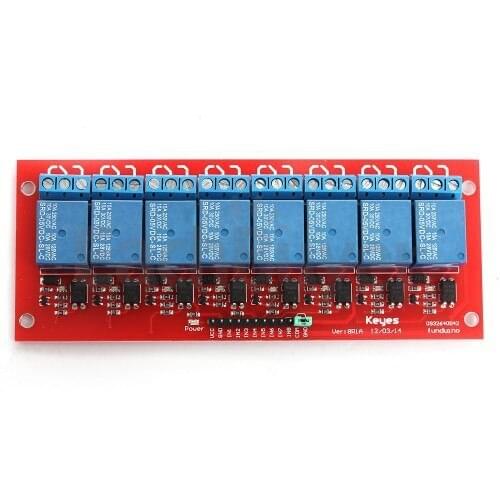 Keyes 12V 8-Channel Relay Expansion Module w/ Optocoupler isolation - Red + Blue