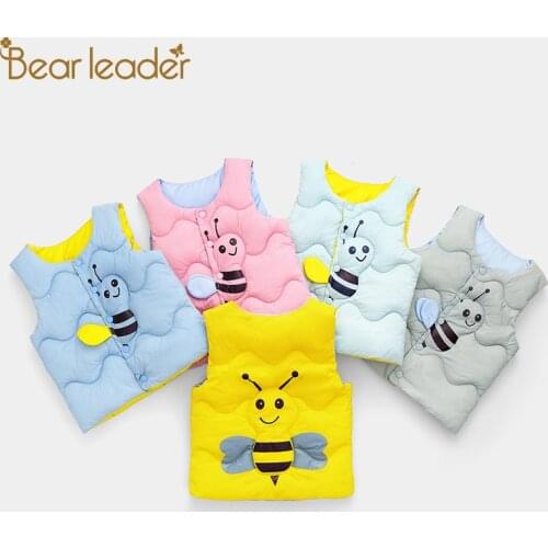 Bear Leader Kids Cartoon Vest Costume 2021 New Fashion Girls and Boys Winter Warm Waistcoats Children Clothes Lovely Outerwear