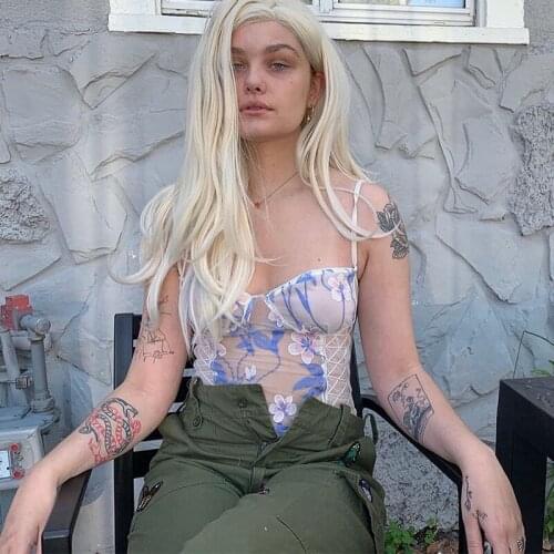 Floral Embroidery Bow Bodysuit Fashion Criss Cross Lace Up Teddy Female Spaghetti Strap Sexy Backless Mesh Rompers